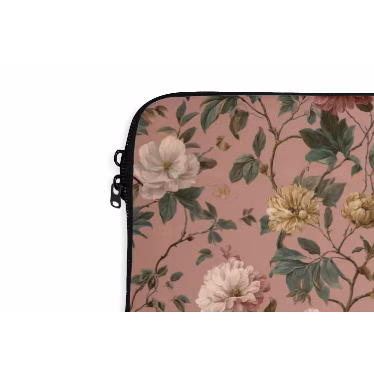 Bloemen - Klassiek - Roze laptophoes neopreen klein 279 -detail