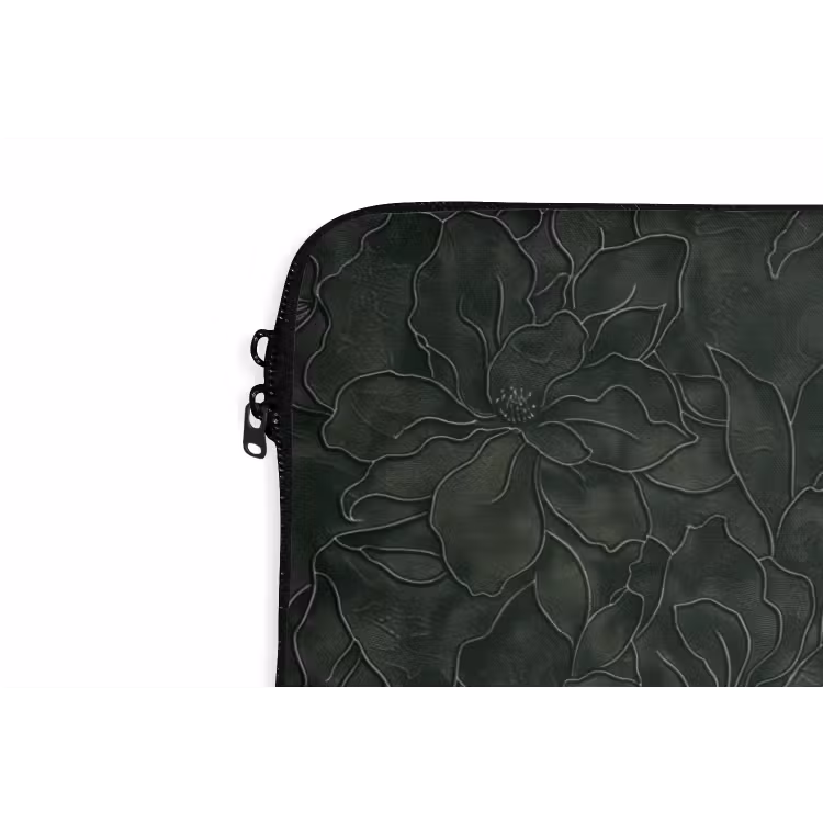 Bloemen - Lijnen - Groen laptophoes neopreen klein 279 -detail