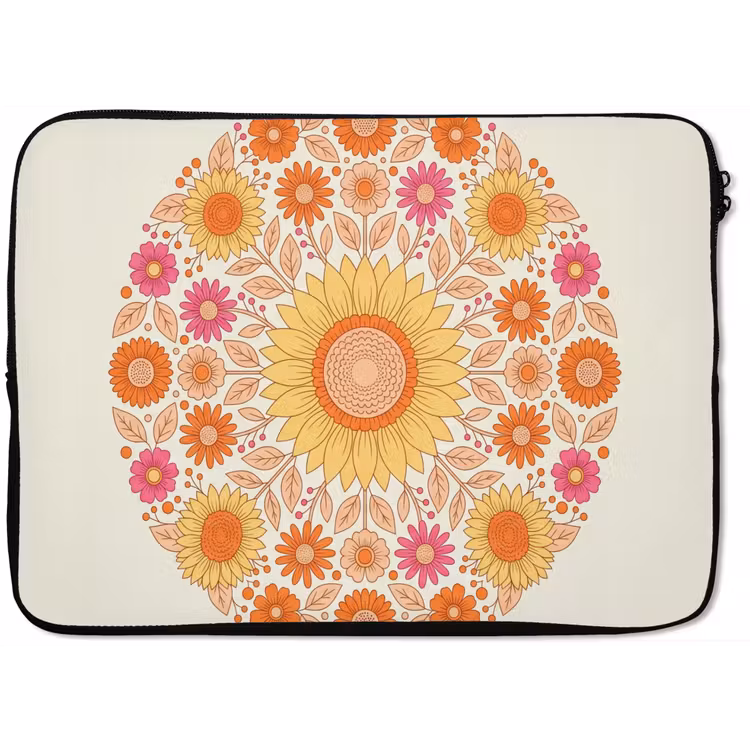 Bloemen - Mandala - Patroon - Kleurrijk laptophoes neopreen klein -zkaufland3dotto