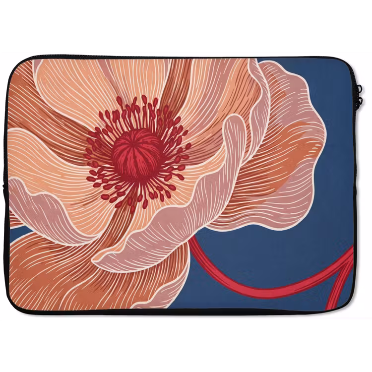 Laptophoes Bloemen - Modern - Abstract - Bloemen - Modern - Abstract laptophoes neopreen klein