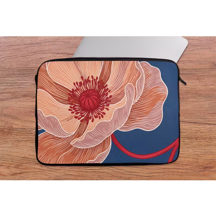 Laptophoes Bloemen - Modern - Abstract - Bloemen - Modern - Abstract laptophoes neopreen klein