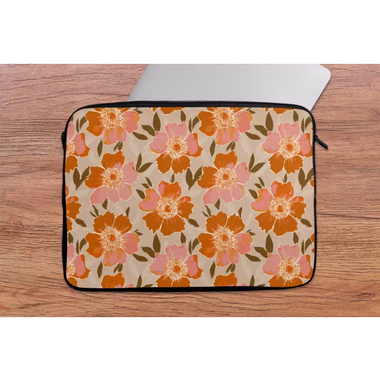 Bloemen - Motief - Retro laptophoes neopreen klein 279 -tafel
