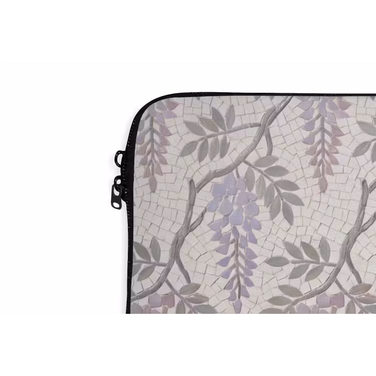 Bloemen - Mozaïek - Natuur - Patroon - Paars laptophoes neopreen klein -detail