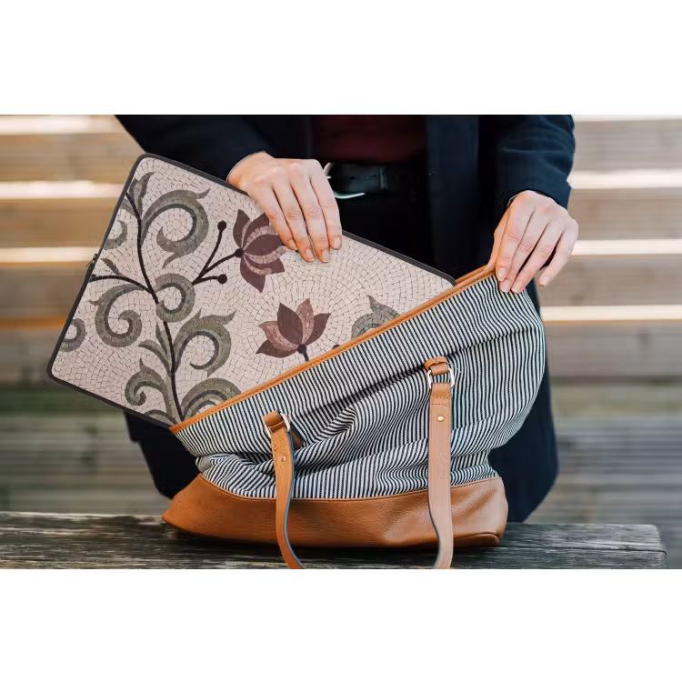 Bloemen - Mozaïek - Patroon - Abstract - Groen laptophoes neopreen klein -tas