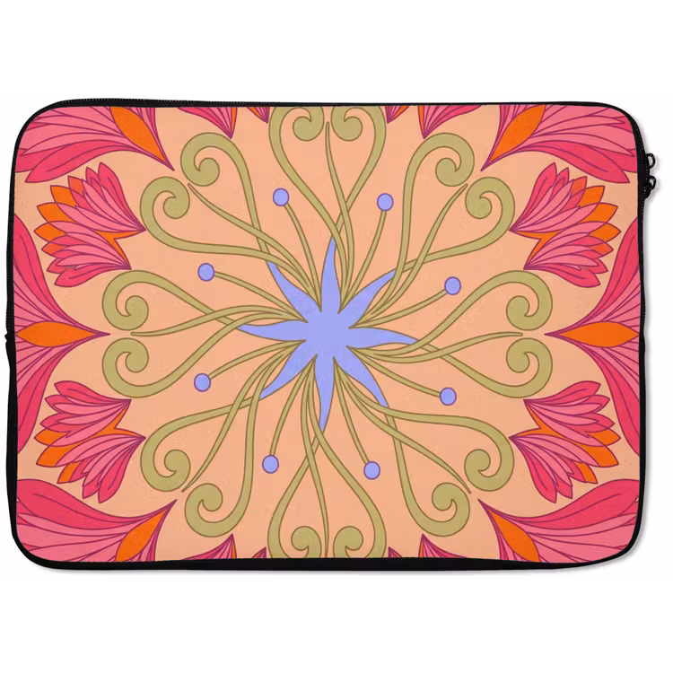 Bloemen - Patroon - Abstract - Roze - Decoratief laptophoes neopreen klein -zkaufland3dotto