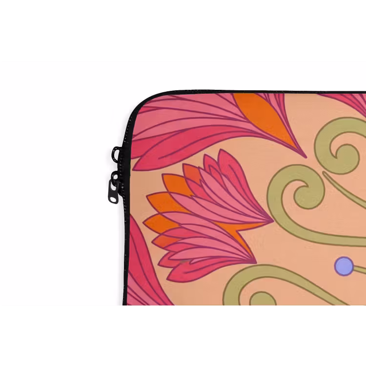 Bloemen - Patroon - Abstract - Roze - Decoratief laptophoes neopreen klein -detail