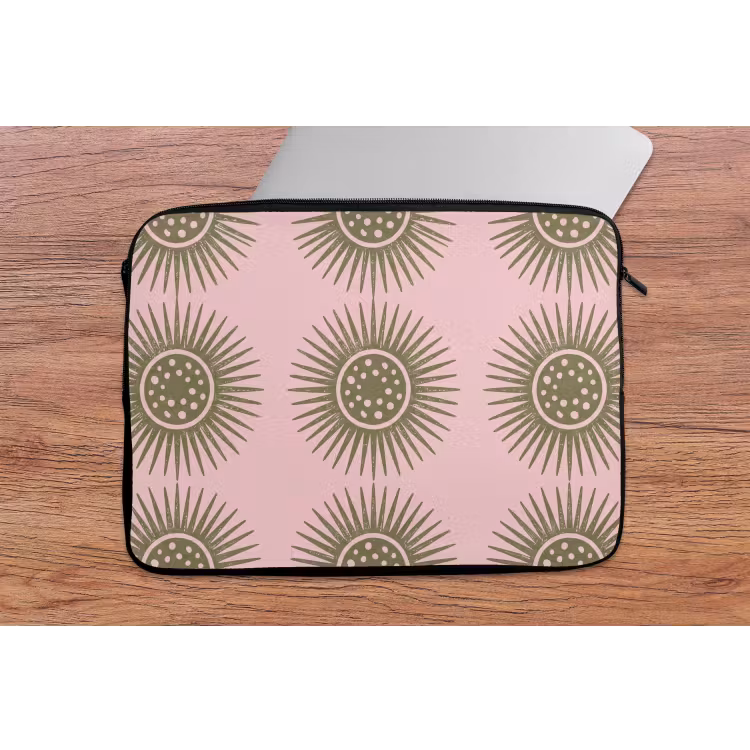 Bloemen - Patroon - Abstract - Roze - Groen laptophoes neopreen klein -tafel
