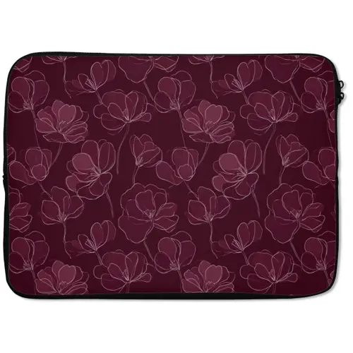 Bloemen - Patroon - Bordeauxrood laptophoes neopreen klein 279 -zkaufland3dotto