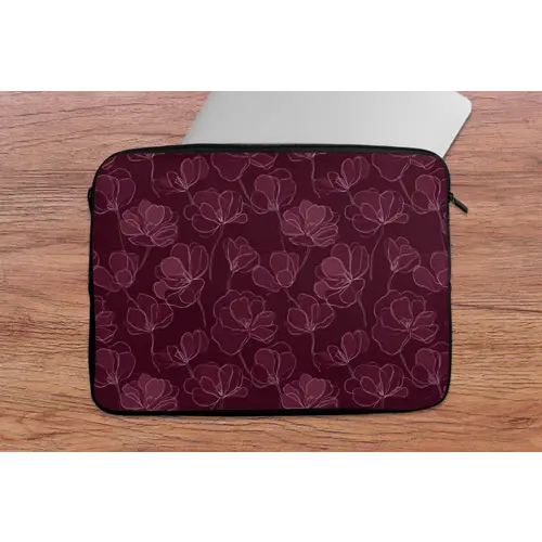 Bloemen - Patroon - Bordeauxrood laptophoes neopreen klein 279 -tafel