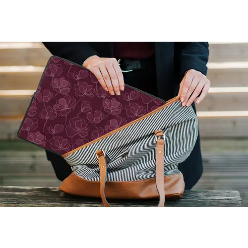 Bloemen - Patroon - Bordeauxrood laptophoes neopreen klein 279 -tas
