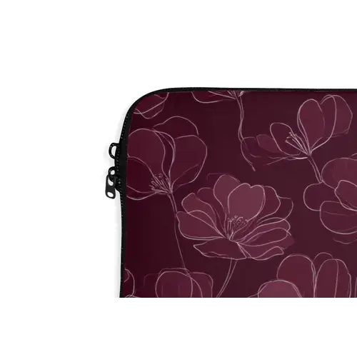 Bloemen - Patroon - Bordeauxrood laptophoes neopreen klein 279 -detail