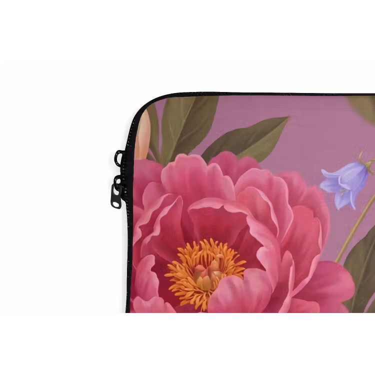 Bloemen - Patroon - Illustratie - Roze laptophoes neopreen klein -detail
