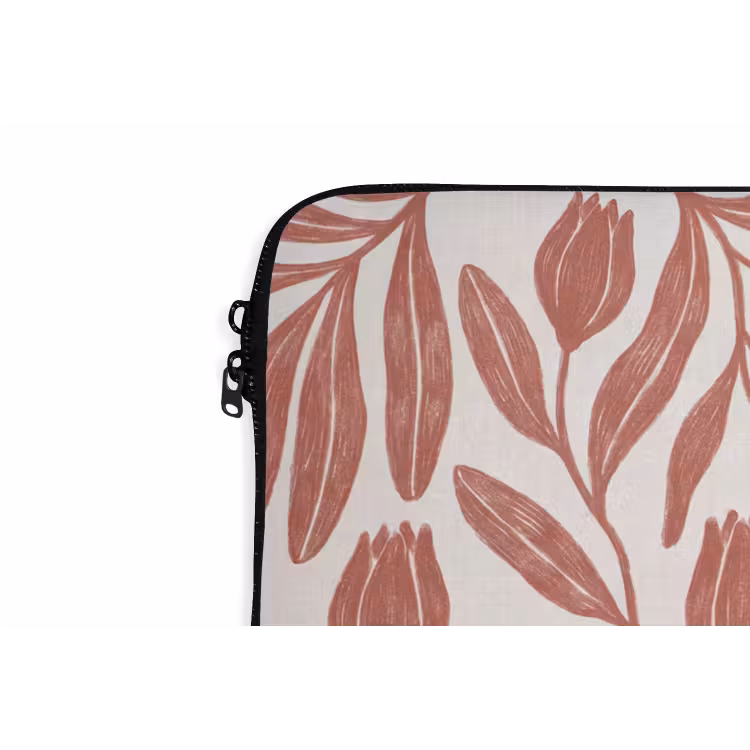 Bloemen - Patroon - Modern - Natuur - Bruin laptophoes neopreen klein -detail