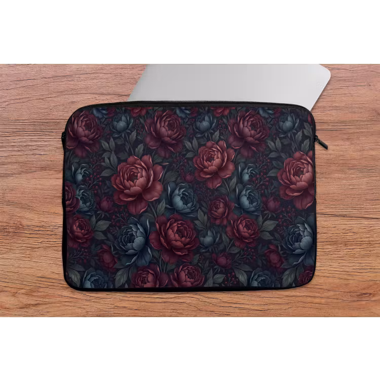 Bloemen - Patroon - Natuur - Klassiek - Donker laptophoes neopreen klein -tafel