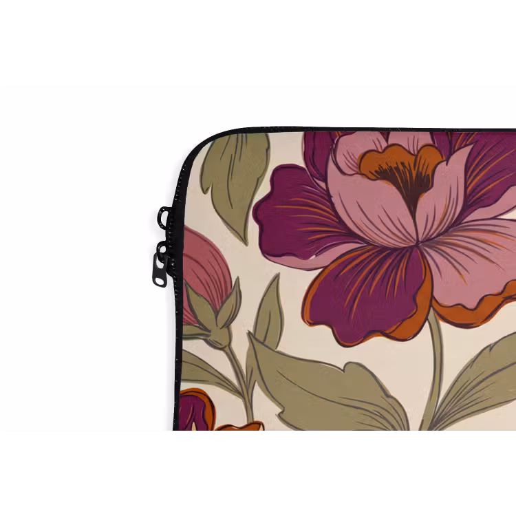 Bloemen - Patroon - Natuur - Modern - Paars laptophoes neopreen klein -detail