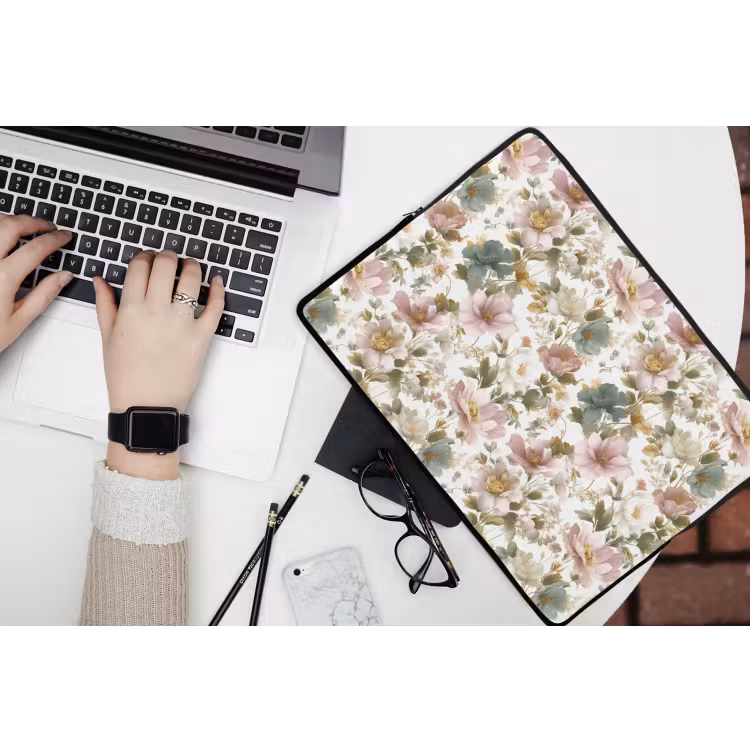 Bloemen - Patroon - Pastel laptophoes neopreen klein 279 -bureau