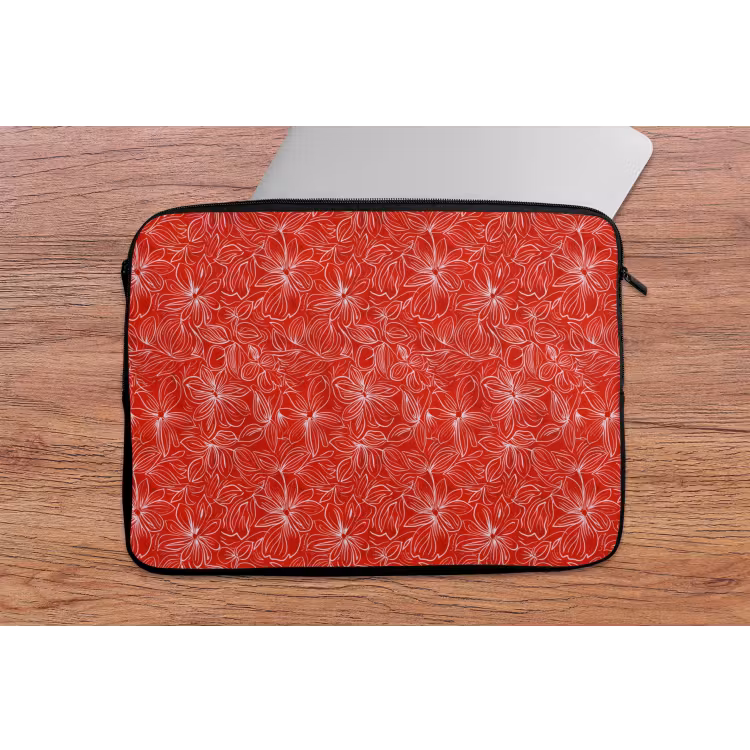 Bloemen - Patroon - Rood laptophoes neopreen klein 279 -tafel