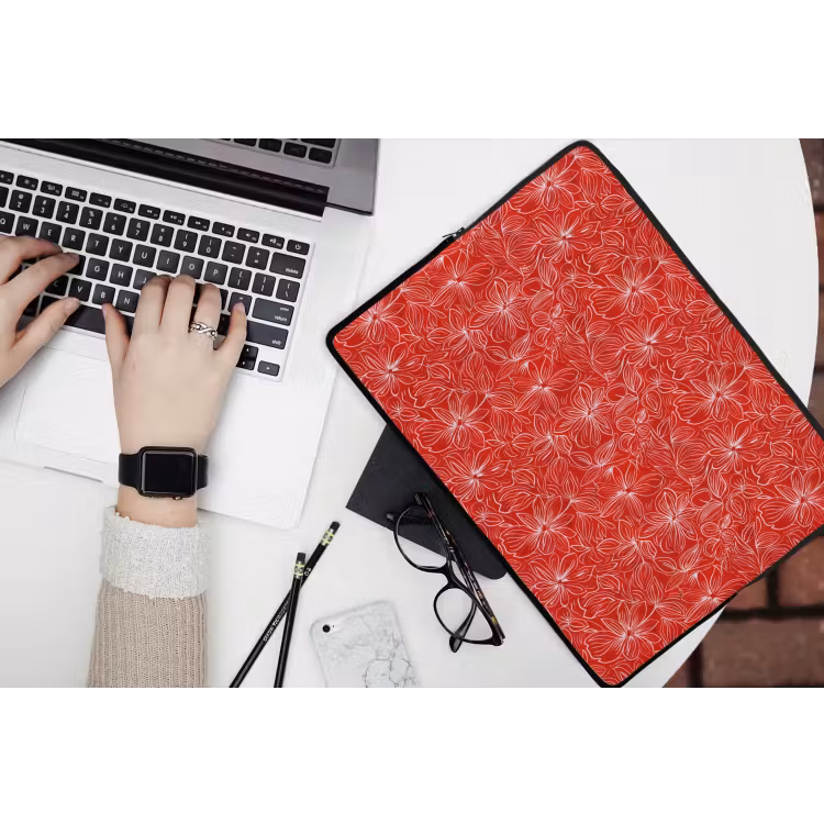 Bloemen - Patroon - Rood laptophoes neopreen klein 279 -bureau