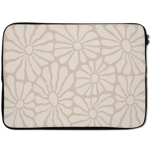 Bloemen - Print - Beige - Bruin - Minimalistisch laptophoes neopreen klein -zkaufland3dotto