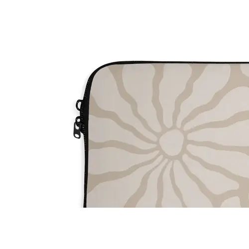 Bloemen - Print - Beige - Bruin - Minimalistisch laptophoes neopreen klein -detail