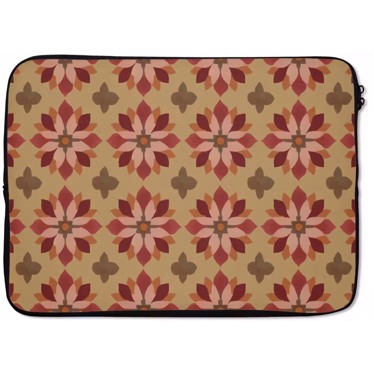 Bloemen - Retro - Groen laptophoes neopreen klein 279 -zkaufland3dotto