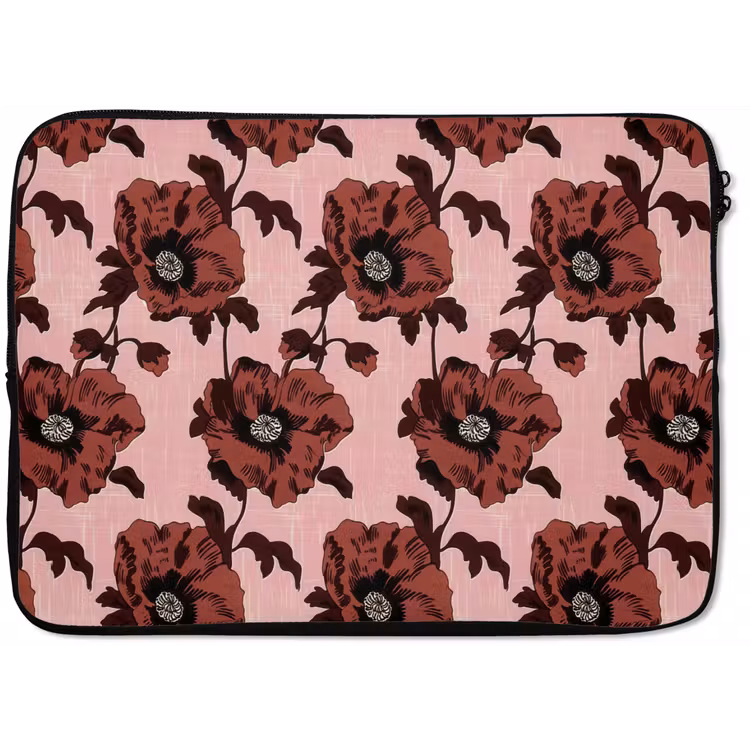 Bloemen - Retro - Rood laptophoes neopreen klein 279 -zkaufland3dotto