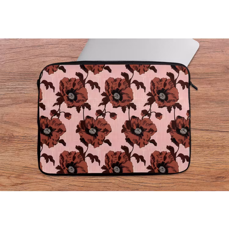 Bloemen - Retro - Rood laptophoes neopreen klein 279 -tafel
