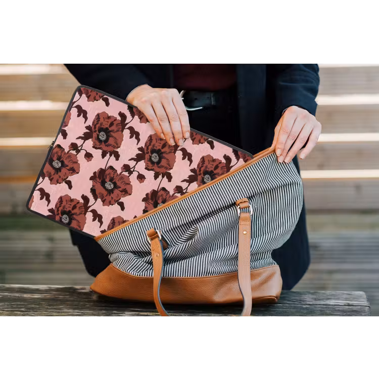 Bloemen - Retro - Rood laptophoes neopreen klein 279 -tas