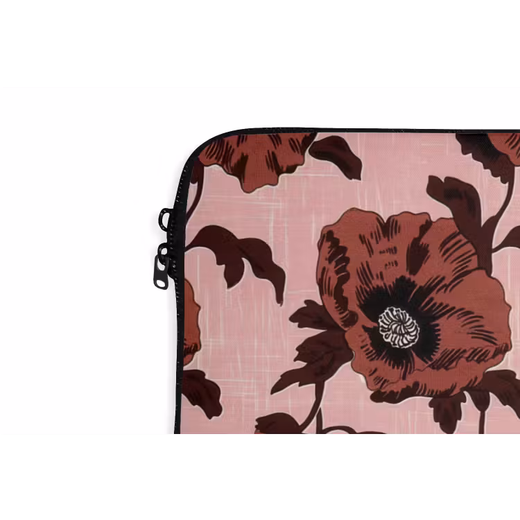 Bloemen - Retro - Rood laptophoes neopreen klein 279 -detail