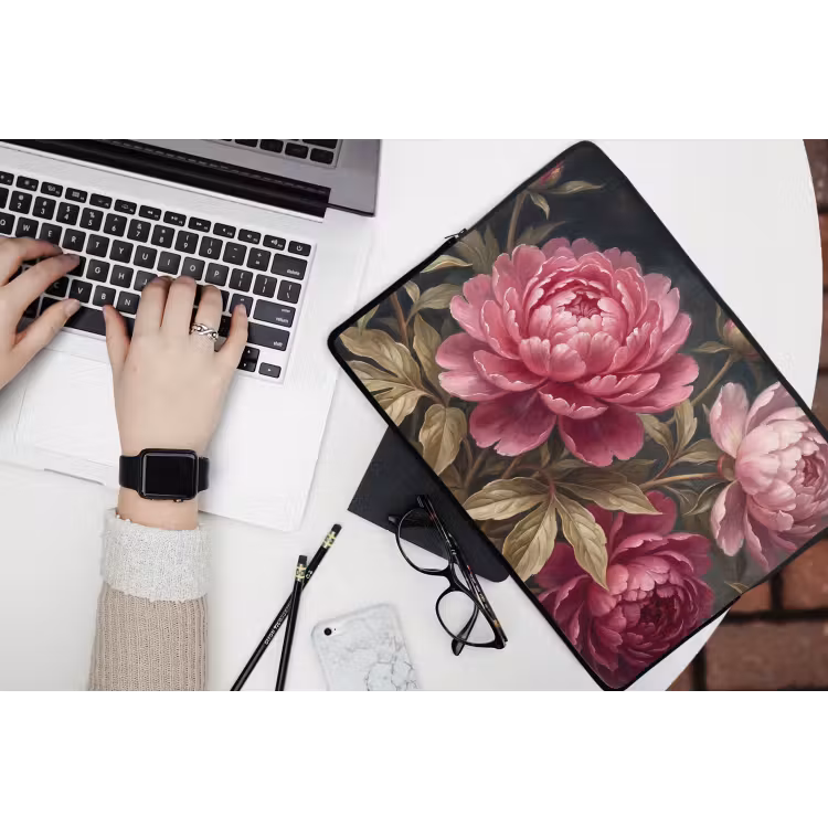 Bloemen - Roze - Klassiek - Natuur laptophoes neopreen klein -bureau