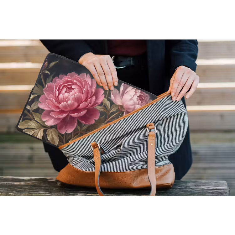 Bloemen - Roze - Klassiek - Natuur laptophoes neopreen klein -tas
