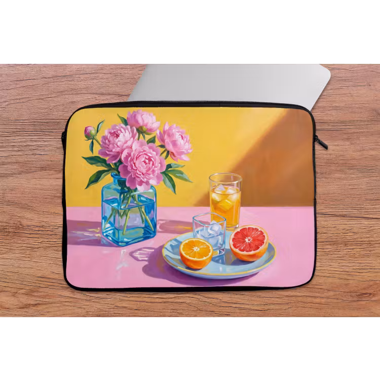 Laptophoes Bloemen - Roze - Modern - Bloemen - Roze - Modern laptophoes neopreen klein