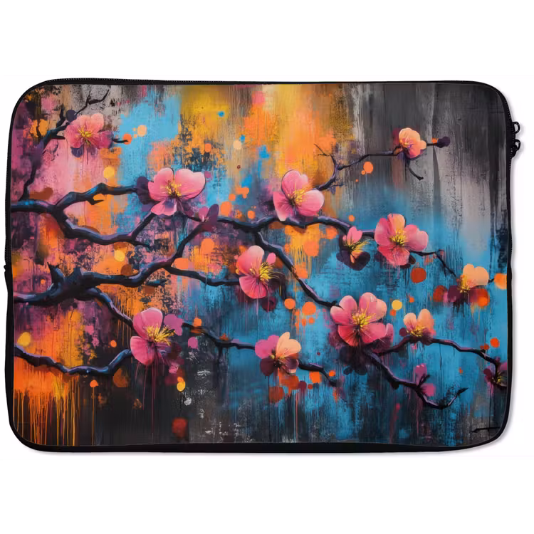 Bloemen - Tak - Abstract - Roze laptophoes neopreen klein -zkaufland3dotto