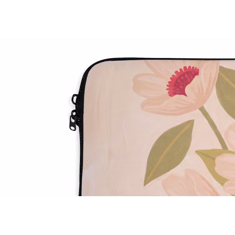 Bloemen - Vaas - Abstract - Paars - Oranje laptophoes neopreen klein -detail