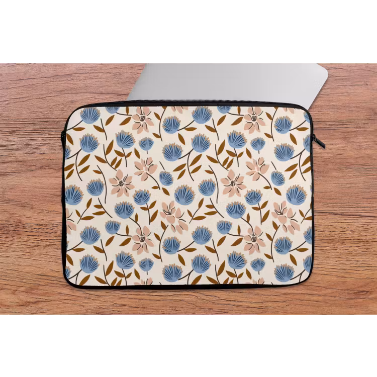 Bloemen - Wild - Blauw laptophoes neopreen klein 279 -tafel