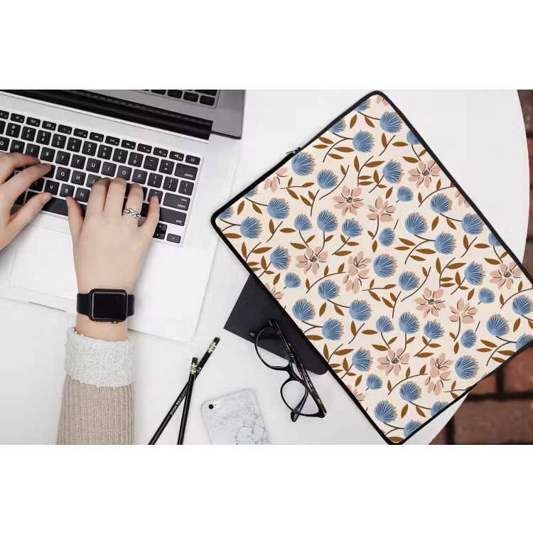 Bloemen - Wild - Blauw laptophoes neopreen klein 279 -bureau