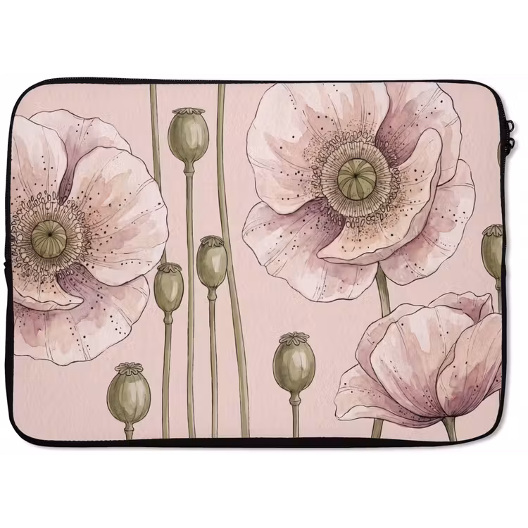 Bloemen - Zomer - Natuur - Aquarel - Roze laptophoes neopreen klein -zkaufland3dotto