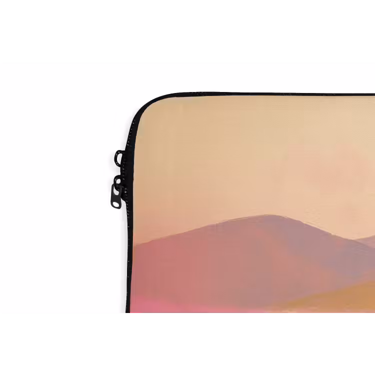 Bloemenweide - Heuvels - Silhouet - Roze laptophoes neopreen klein -detail