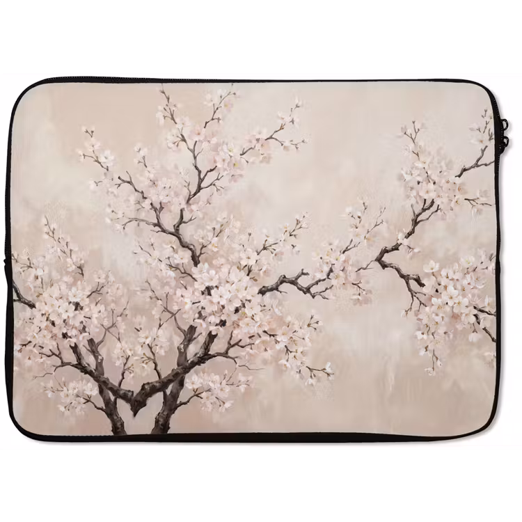 Bloesem - Illustratie - Taupe laptophoes neopreen klein -zkaufland3dotto