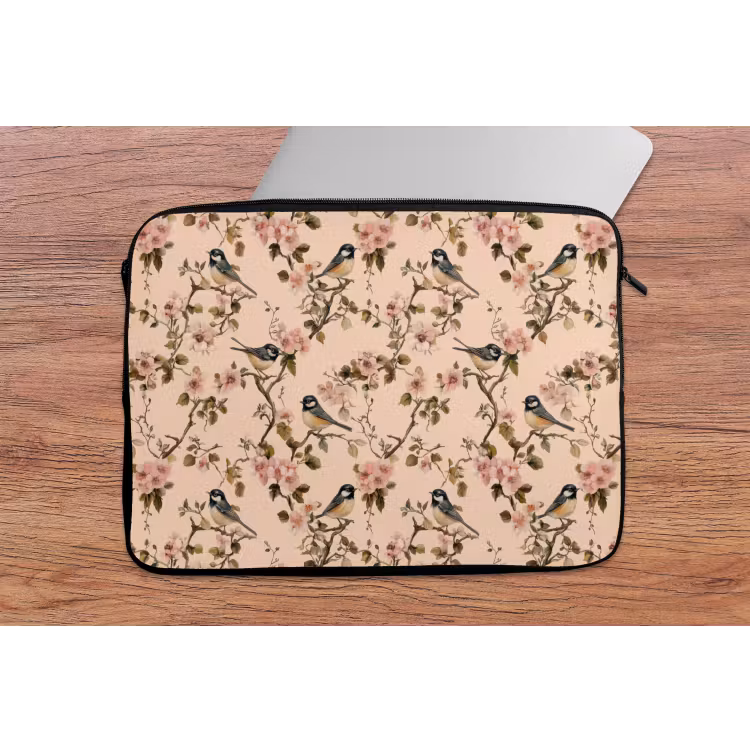 Bloesem - Koolmees - Roze laptophoes neopreen klein 279 -tafel