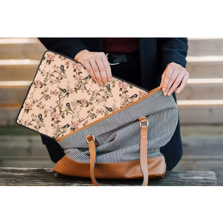 Bloesem - Koolmees - Roze laptophoes neopreen klein 279 -tas
