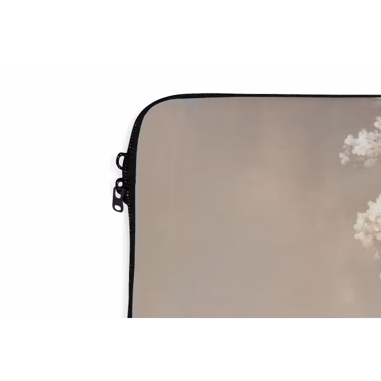 Bloesems - Wit - Boot - Minimalistisch laptophoes neopreen klein -detail