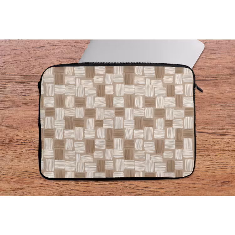 Blok - Patroon - Bruin laptophoes neopreen klein 279 -tafel