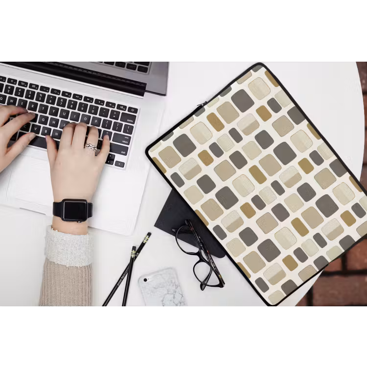 Blokken - Vintage - Grijs laptophoes neopreen klein 279 -bureau