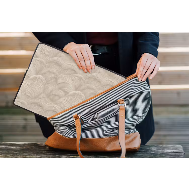 Bogen - Patroon - Beige laptophoes neopreen klein 279 -tas
