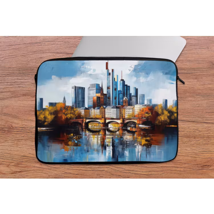 Bomen Frankfurt- Stad - Skyline - Brug laptophoes neopreen klein -tafel