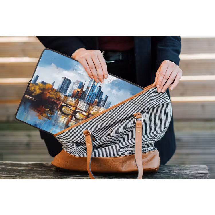 Bomen Frankfurt- Stad - Skyline - Brug laptophoes neopreen klein -tas