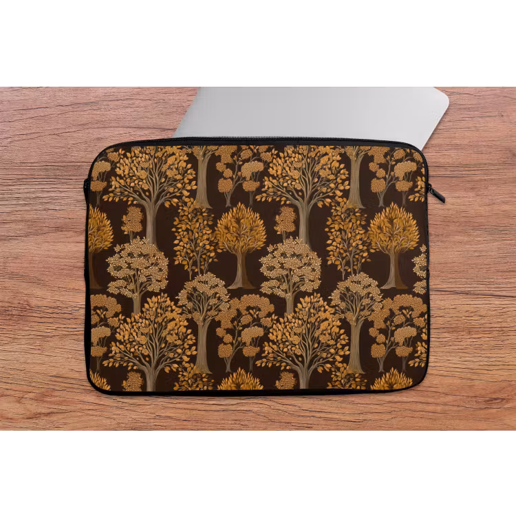Bomen - Patroon - Bruin laptophoes neopreen klein 279 -tafel