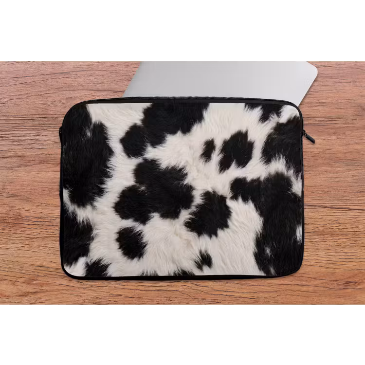 Bont - Textuur - Zwart - Wit laptophoes neopreen klein -tafel