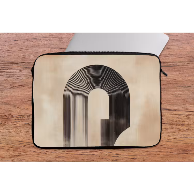 Boog - Strepen - Minimalistisch - Zwart laptophoes neopreen klein -tafel